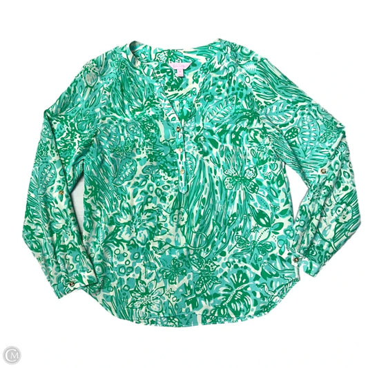 Top Long Sleeve Designer By Lilly Pulitzer In Blue & Green, Size: M