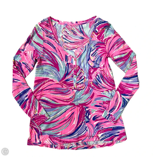 Top Long Sleeve Designer By Lilly Pulitzer In Pink & Purple, Size: Xs