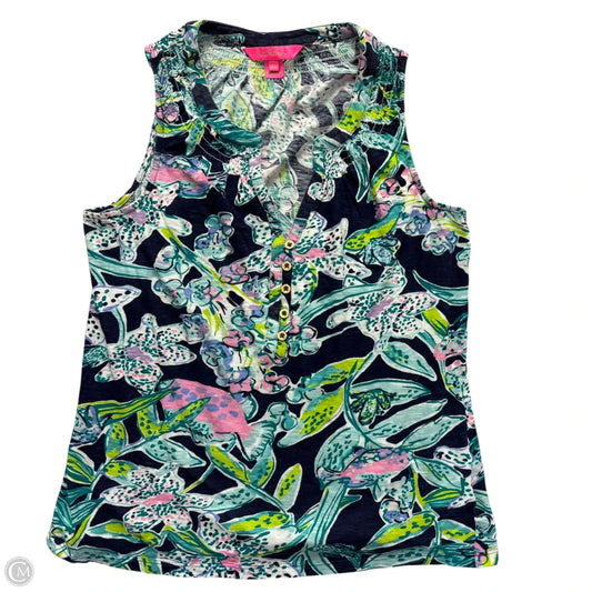 Top Sleeveless Designer By Lilly Pulitzer In Blue & Green, Size: Xs