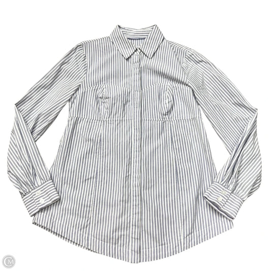 Top Long Sleeve By Maeve In Blue & White, Size: S