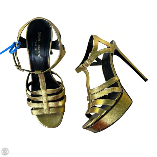 Shoes Luxury Designer By Yves Saint Laurent In Gold, Size: 11