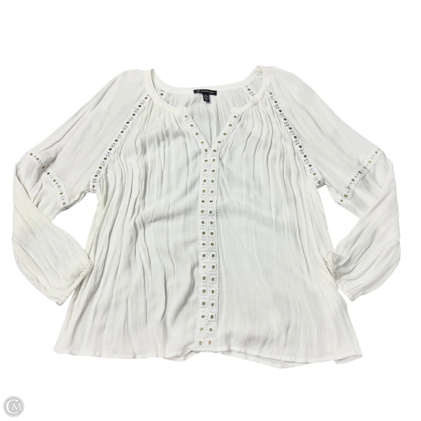 Top Long Sleeve By Inc In White, Size: 2x