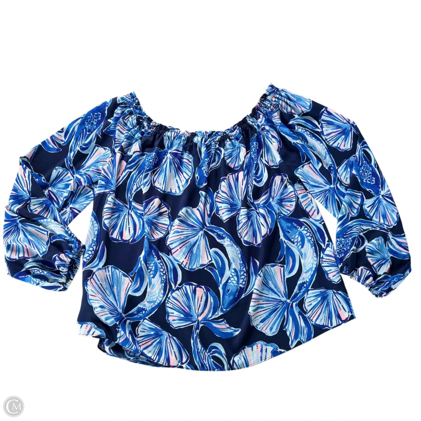 Top Long Sleeve Designer By Lilly Pulitzer In Black & Blue, Size: L