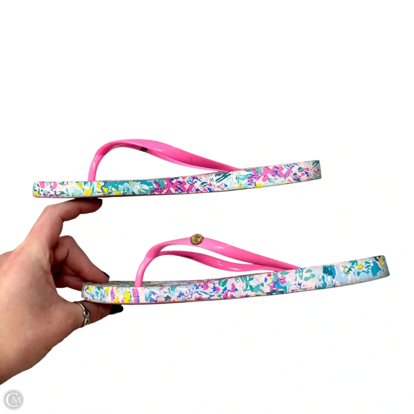 Sandals Designer By Lilly Pulitzer In Blue & Pink, Size: 7