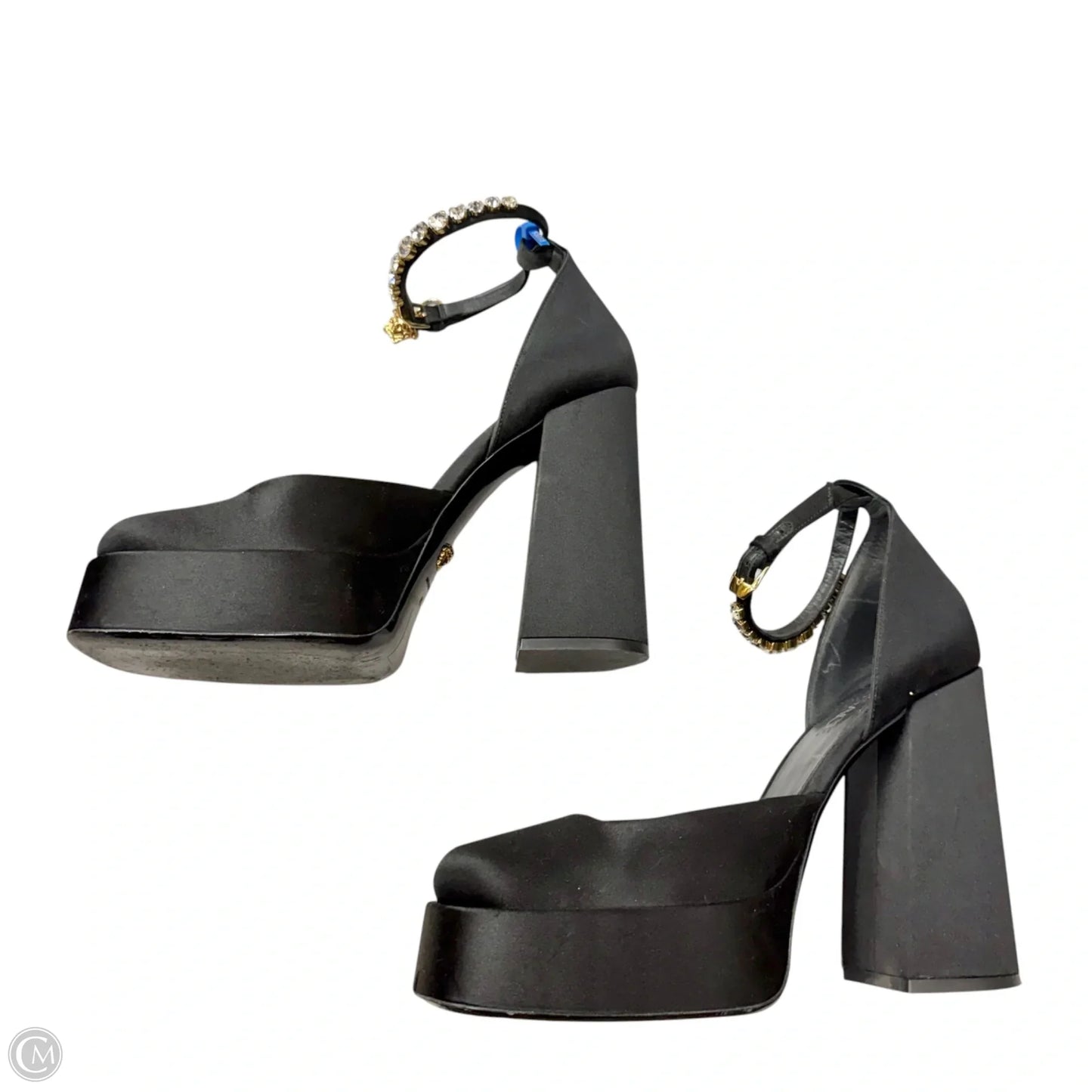 Shoes Luxury Designer By Versace In Black, Size: 10.5