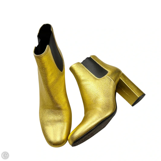 Boots Luxury Designer By Yves Saint Laurent In Gold, Size: 10.5