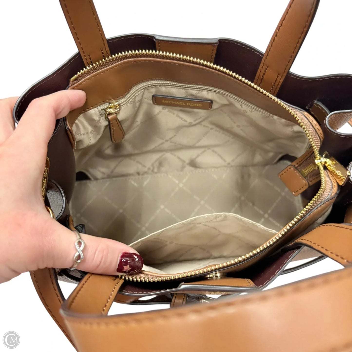 Handbag Leather By Michael By Michael Kors, Size: Medium