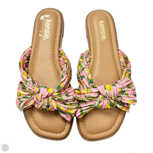 Sandals Flats By Kensie In Pink & Tan, Size: 7.5
