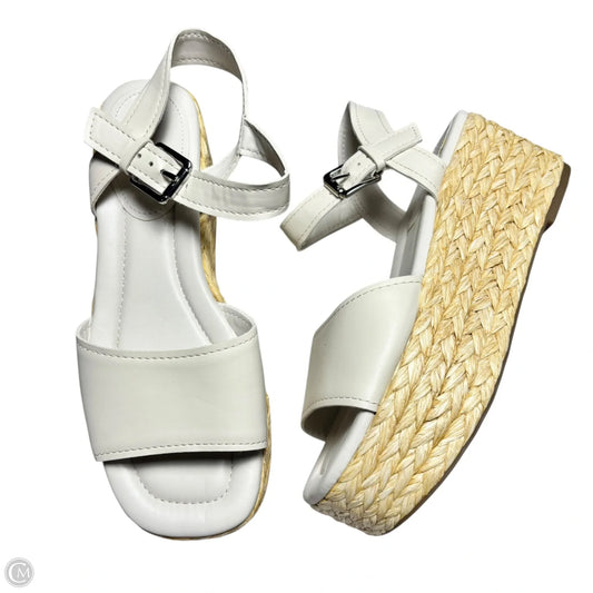 Sandals Heels Wedge By Marc Fisher In Tan & White, Size: 9