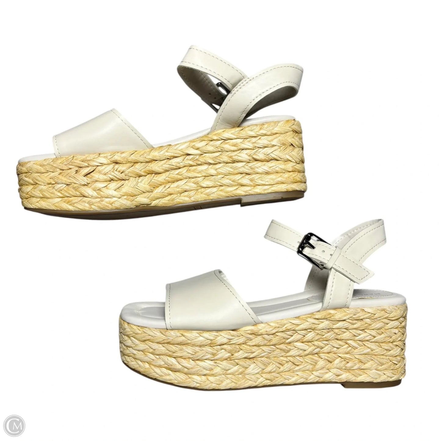 Sandals Heels Wedge By Marc Fisher In Tan & White, Size: 9
