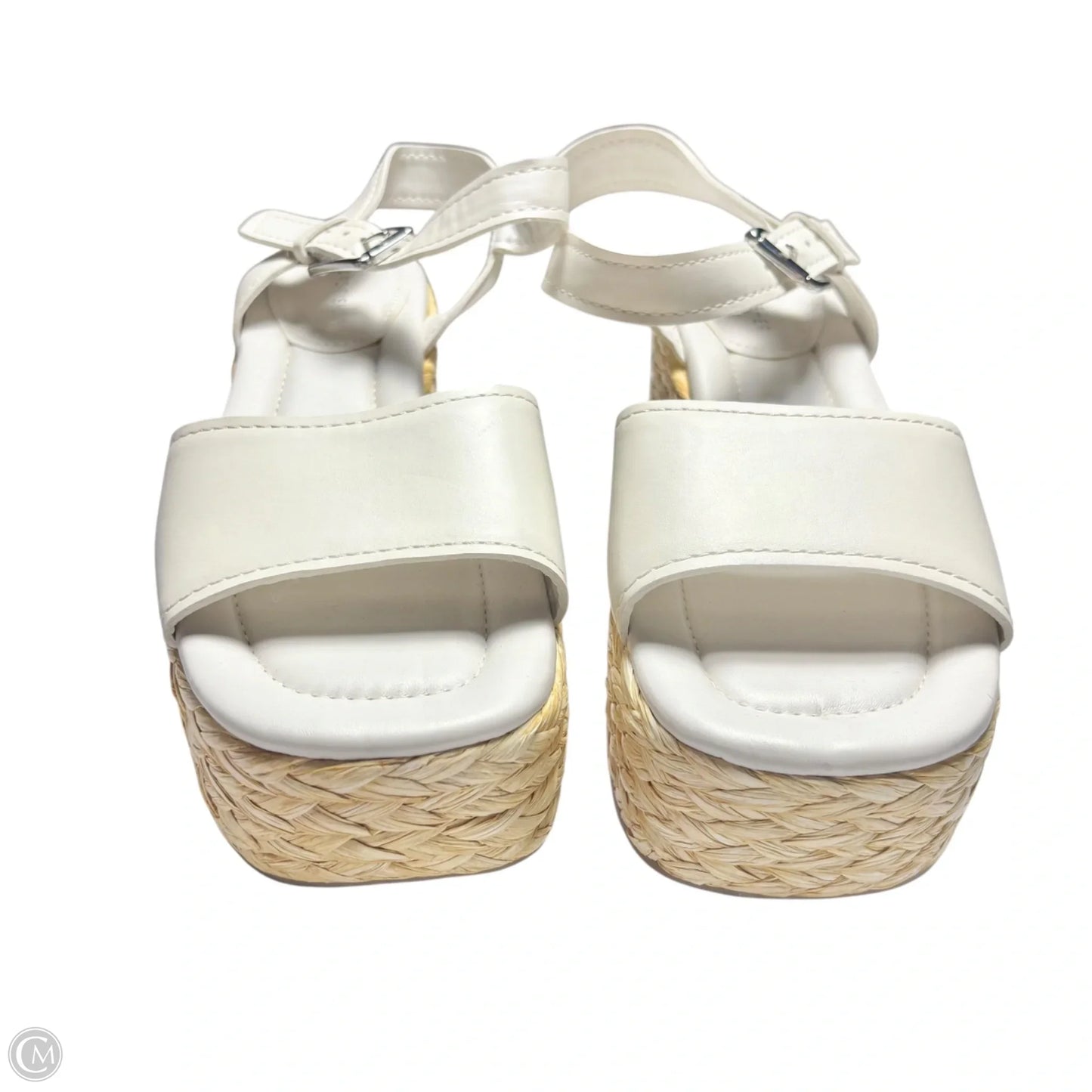 Sandals Heels Wedge By Marc Fisher In Tan & White, Size: 9