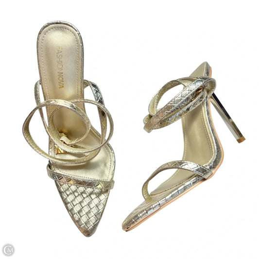 Sandals Heels Stiletto By Fashion Nova In Gold, Size: 10