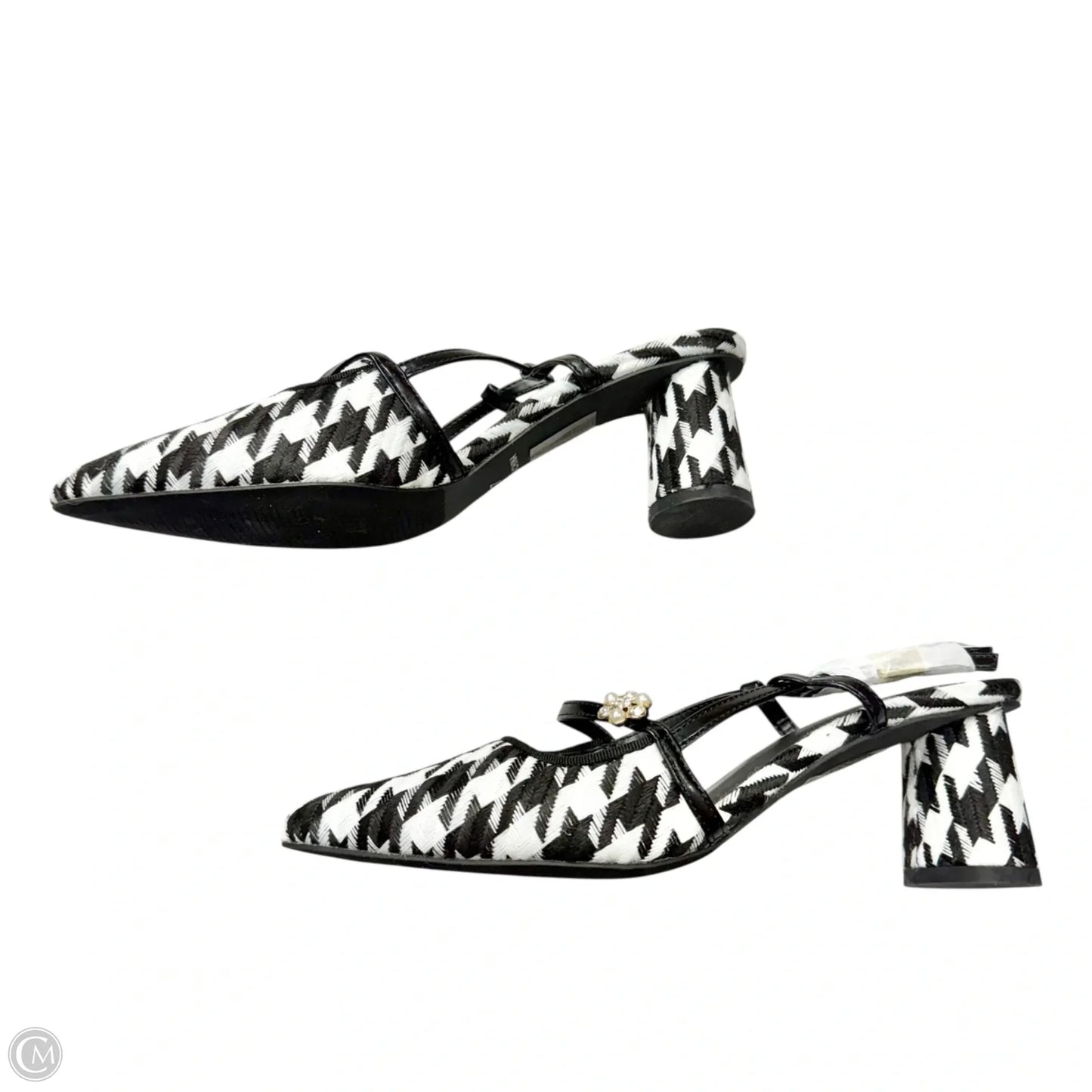 Sandals Heels Block By Midnight Velvet In Black & White, Size: 6.5