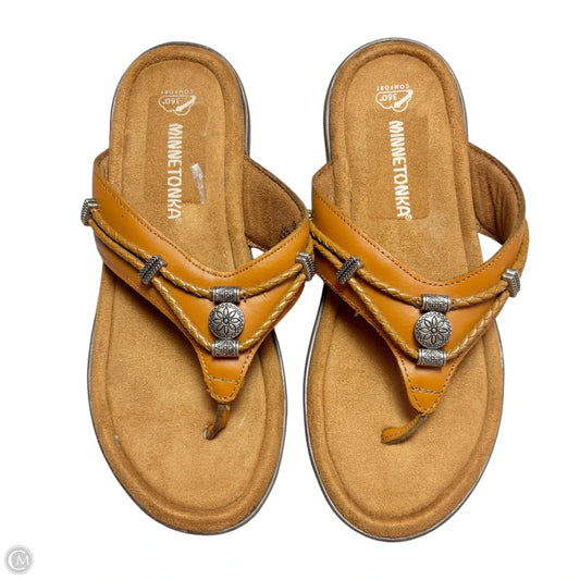 Sandals Flip Flops By Minnetonka In Brown, Size: 7