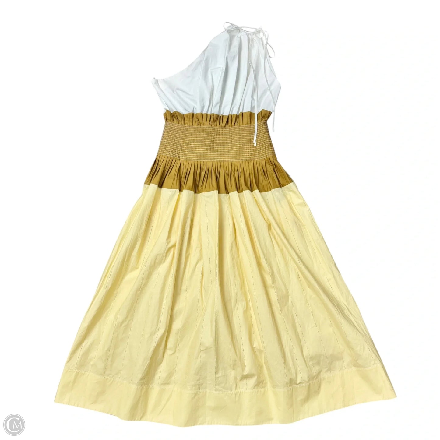 Dress Designer By Tory Burch In White & Yellow, Size: M