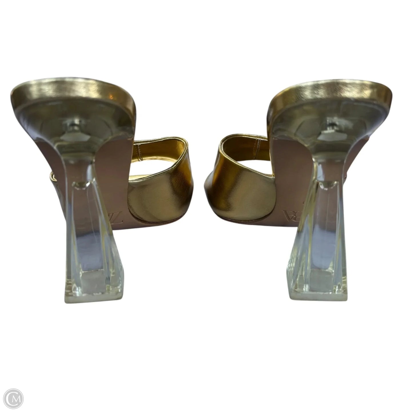 Sandals Heels Block By Zara In Gold, Size: 8.5