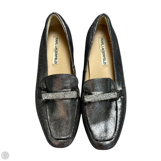 Shoes Designer By Karl Lagerfeld In Silver, Size: 8