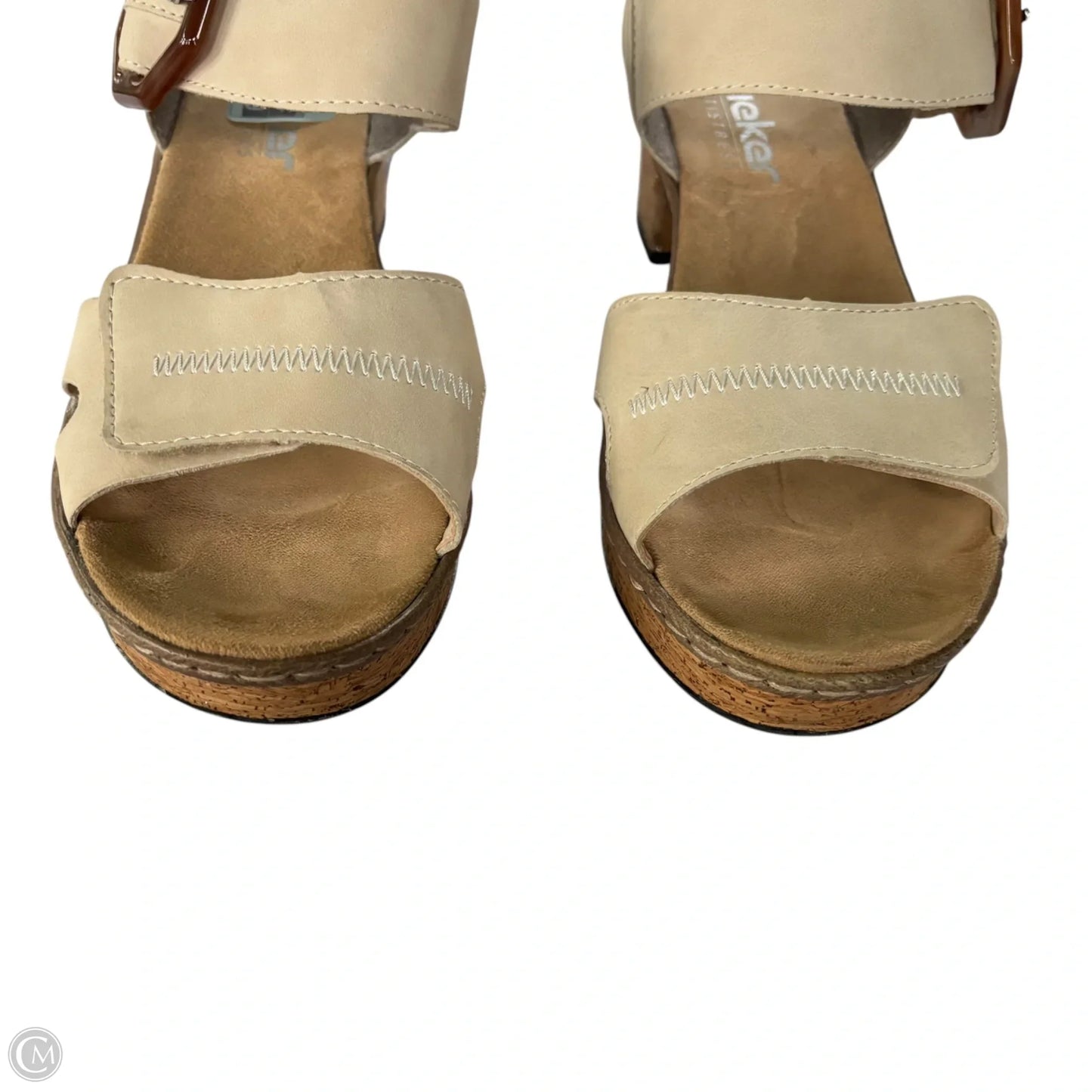 Sandals Heels Block By Riekers In Tan, Size: 11.5