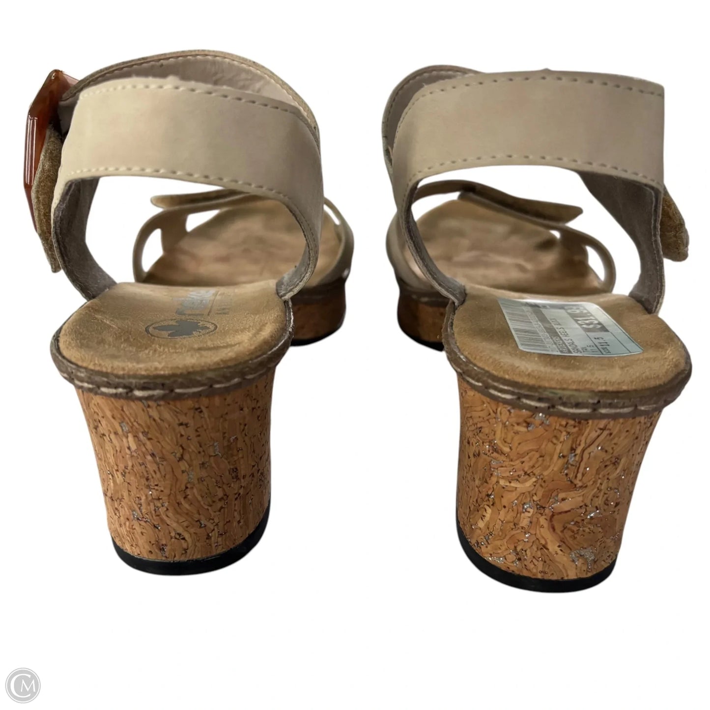 Sandals Heels Block By Riekers In Tan, Size: 11.5