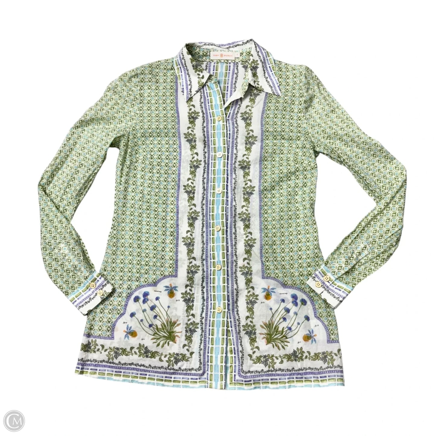 Top Long Sleeve Designer By Tory Burch In Green, Size: Xs