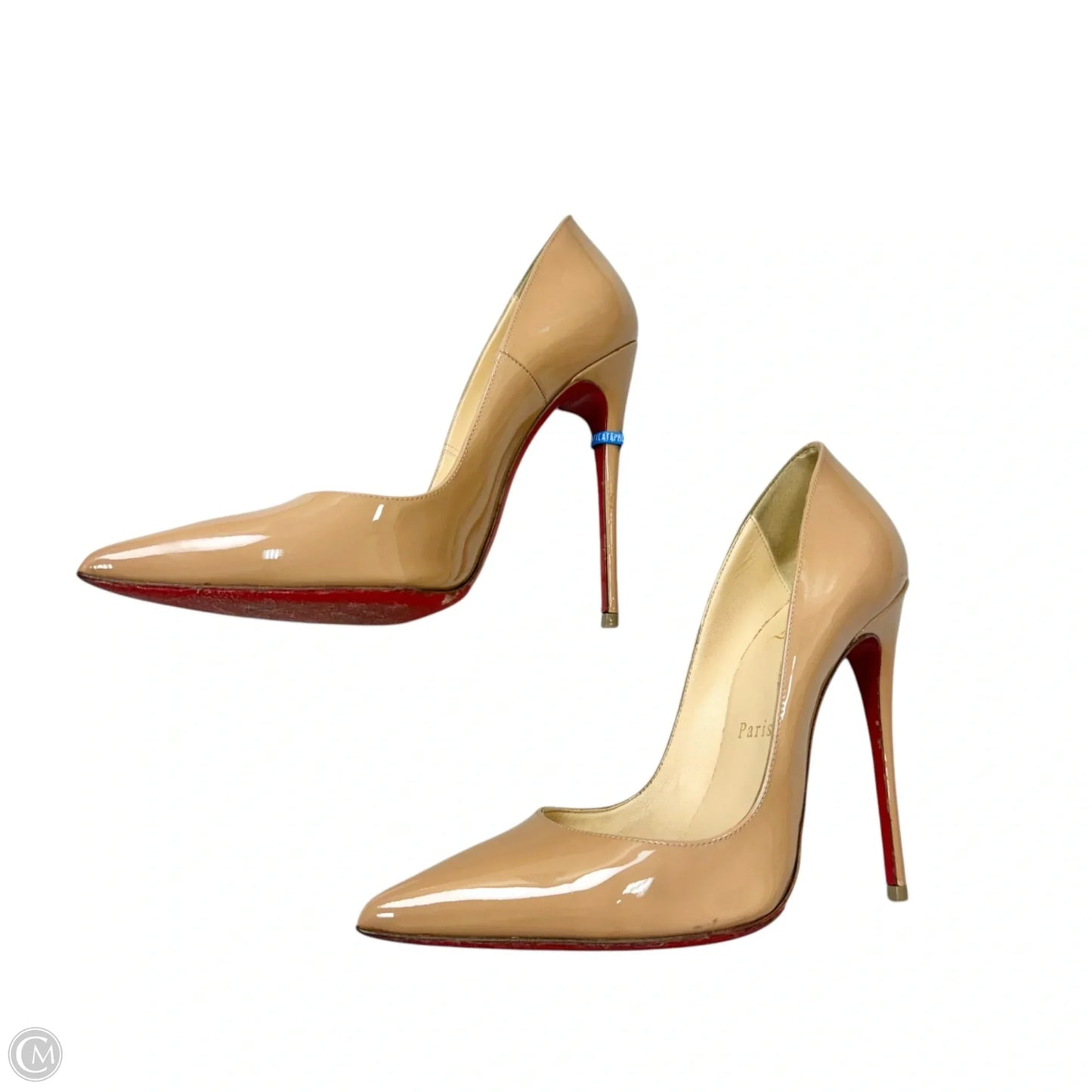 Shoes Luxury Designer By Christian Louboutin In Beige, Size: 5.5