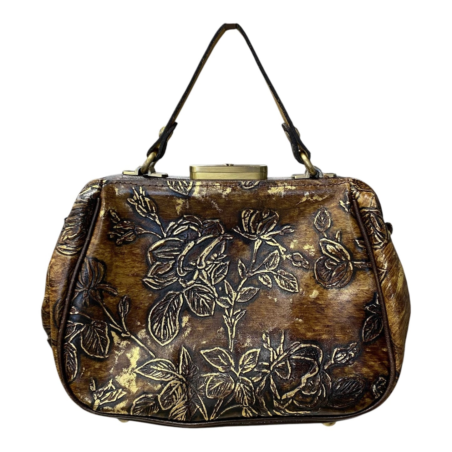 CROSSBODY DESIGNER by PATRICIA NASH In BROWN & GOLD, Size: SMALL as is!!