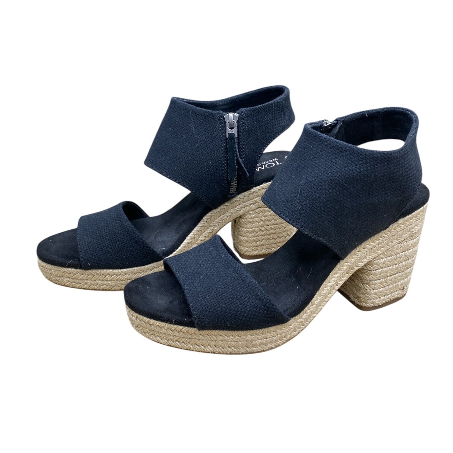 Shoes Heels Block By Toms In Black & Cream, Size:9