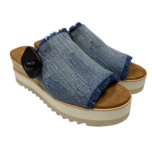 Sandals Heels Wedge By Toms In Blue, Size:8.5