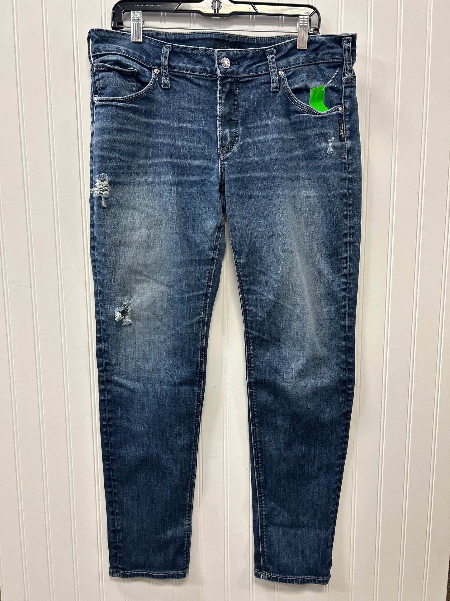 Jeans Skinny By Silver In Blue Denim, Size:12