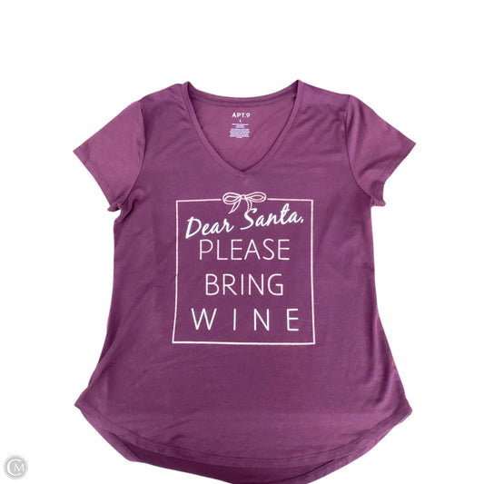 Top Short Sleeve Basic By Apt 9 In Maroon, Size: L