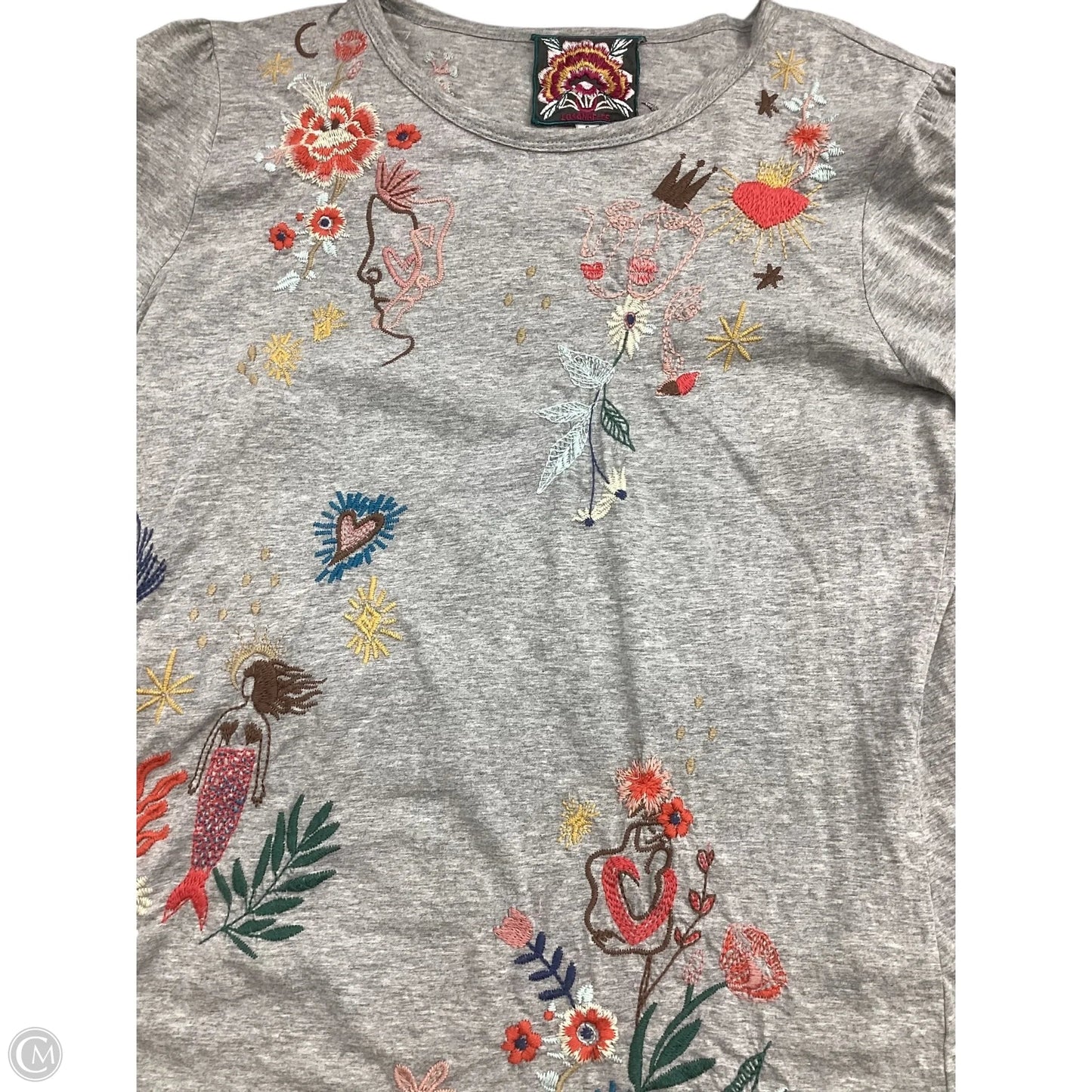 Top 3/4 Sleeve By Johnny Was In Grey, Size: S