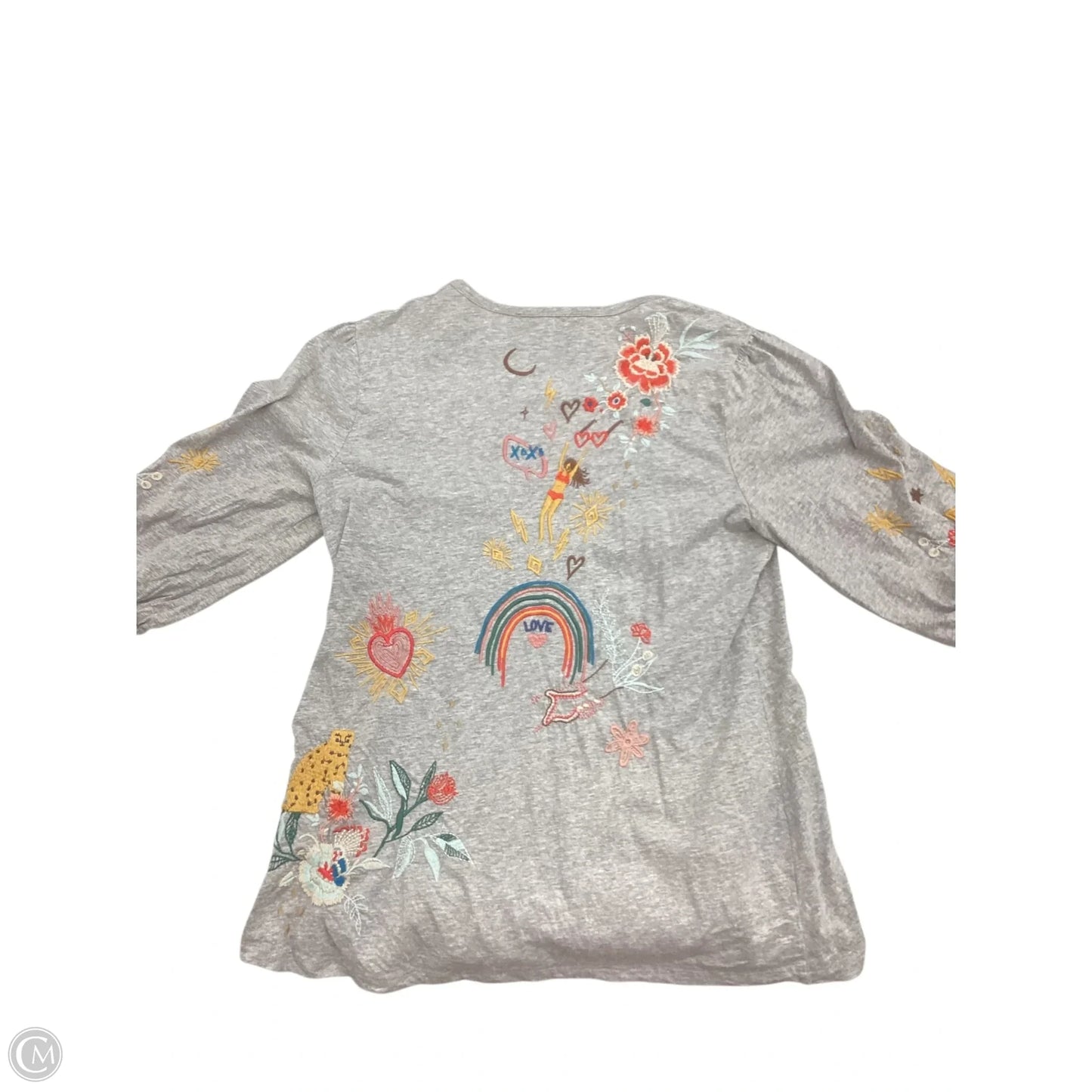 Top 3/4 Sleeve By Johnny Was In Grey, Size: S