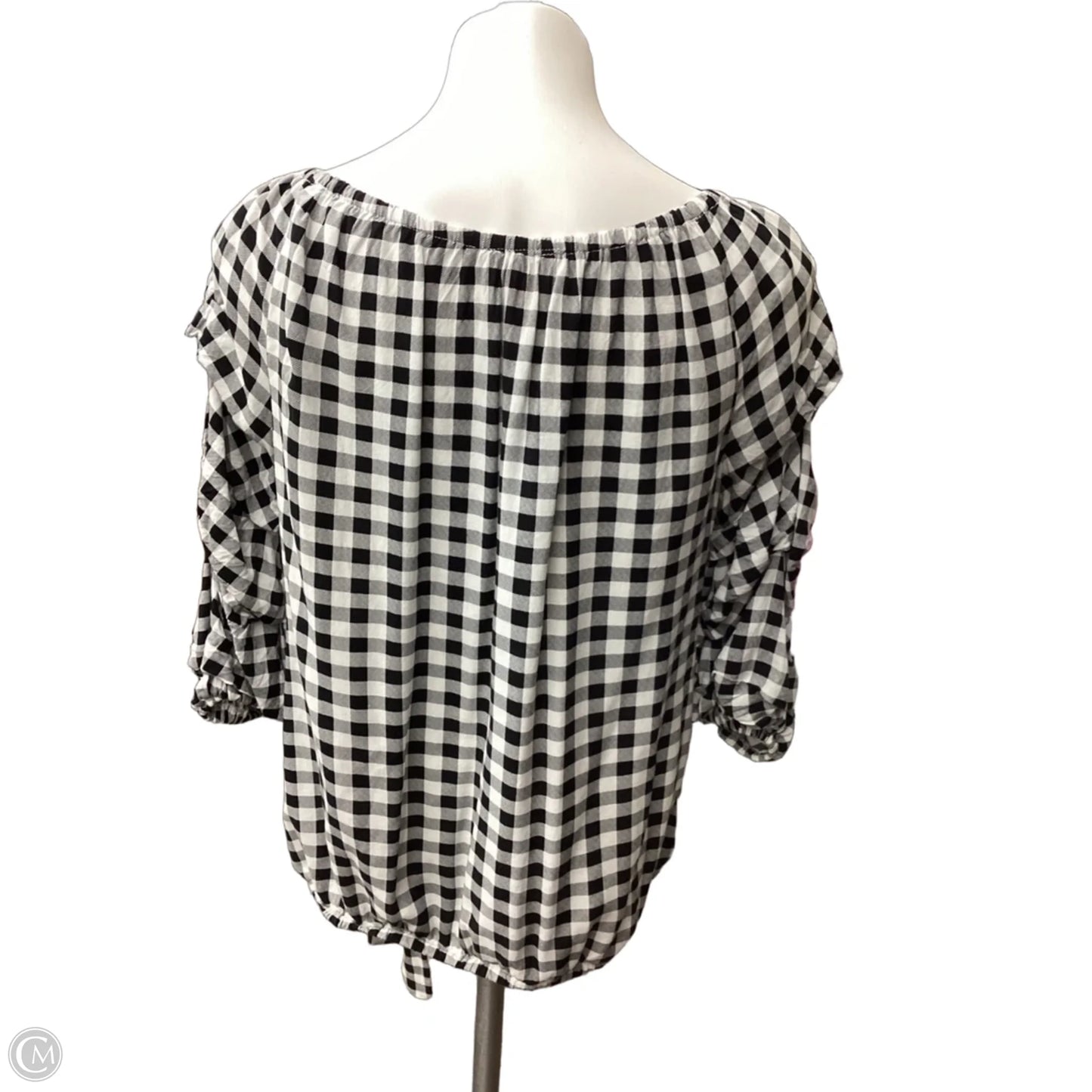 Top 3/4 Sleeve By Vince Camuto In Checkered Pattern, Size: M