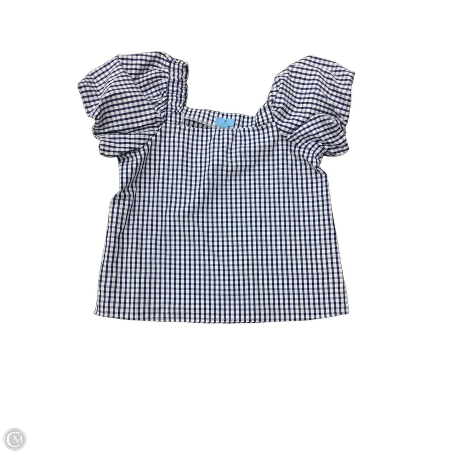 Top Short Sleeve By Cece In Checkered Pattern, Size: L