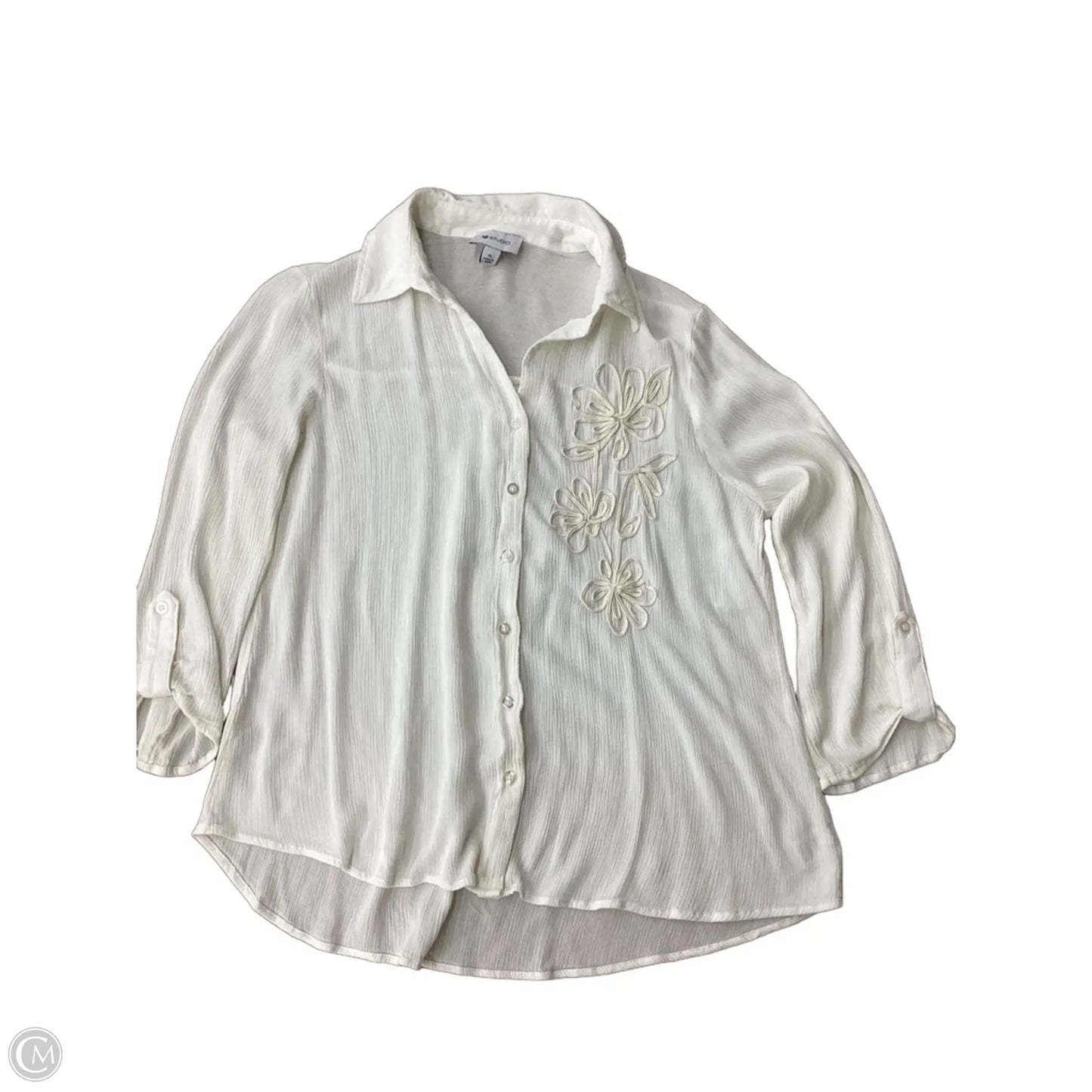 Top Long Sleeve By Ab Studio In Ivory, Size: Xl