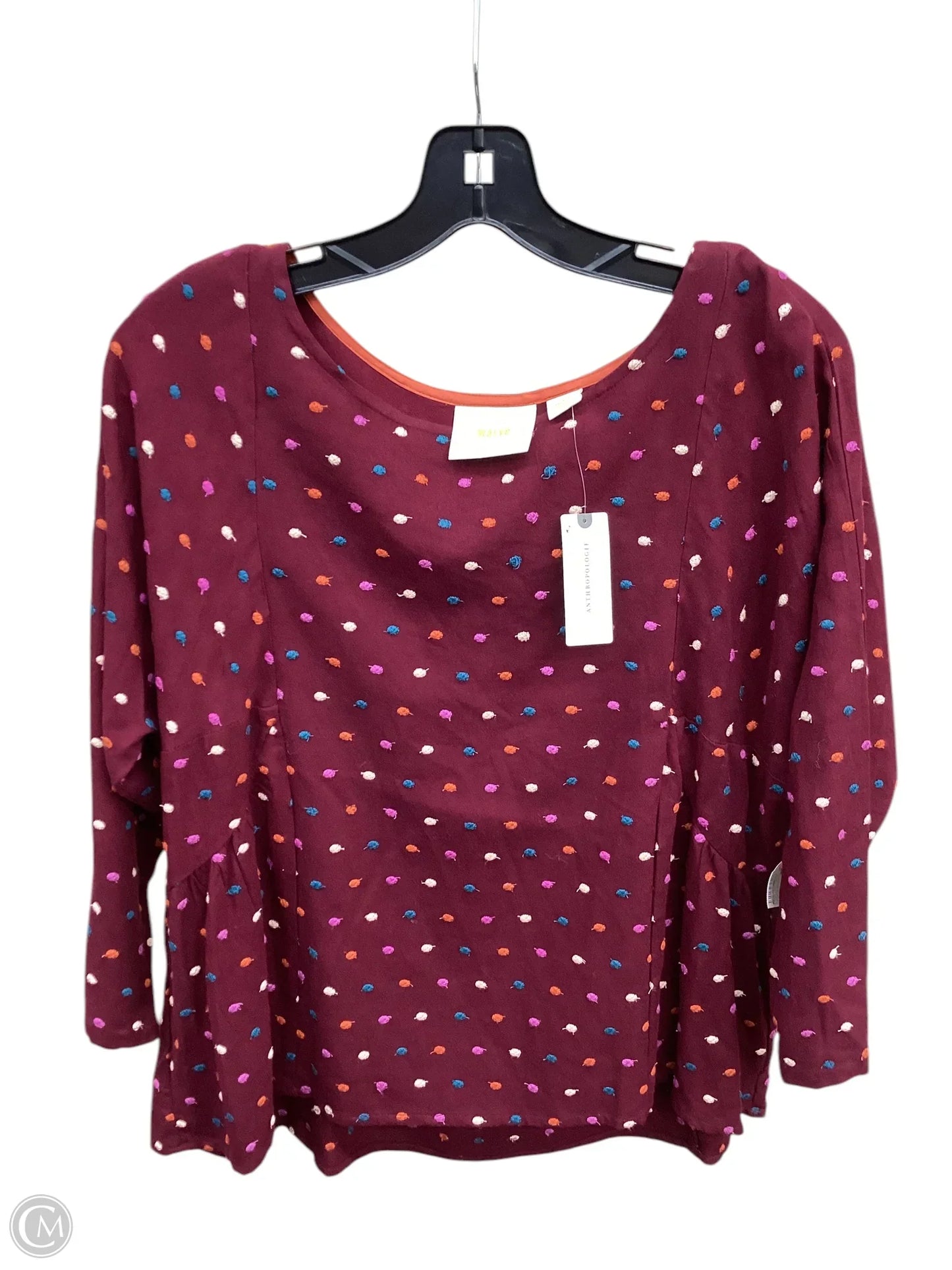 Top Long Sleeve By Maeve In Maroon, Size: S