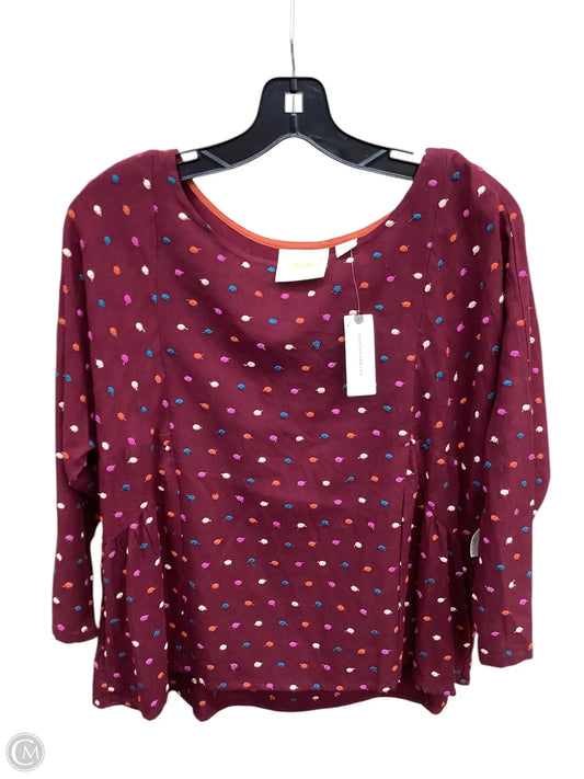 Top Long Sleeve By Maeve In Maroon, Size: S