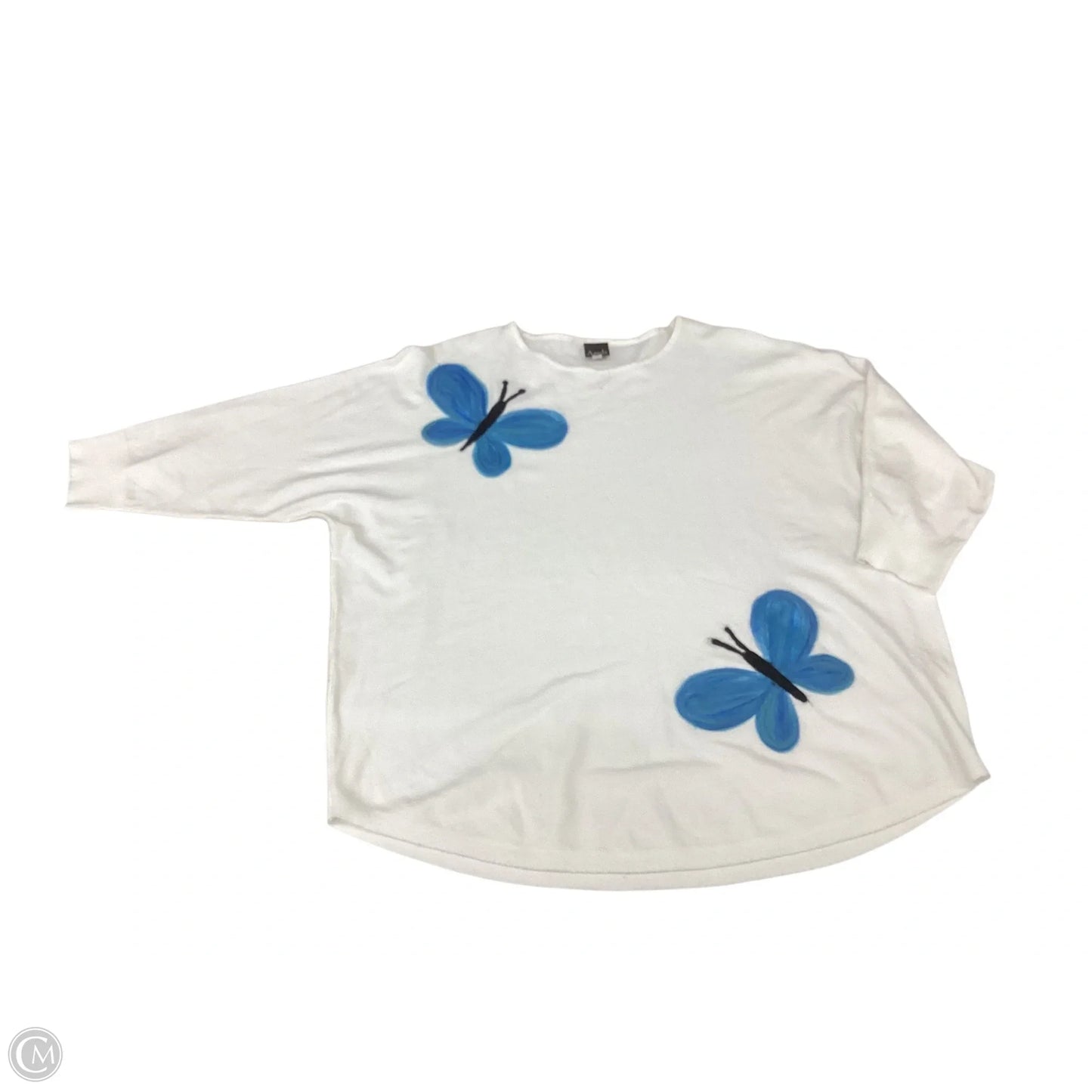 Sweater By Clothes Mentor In Blue & White, Size: 1x