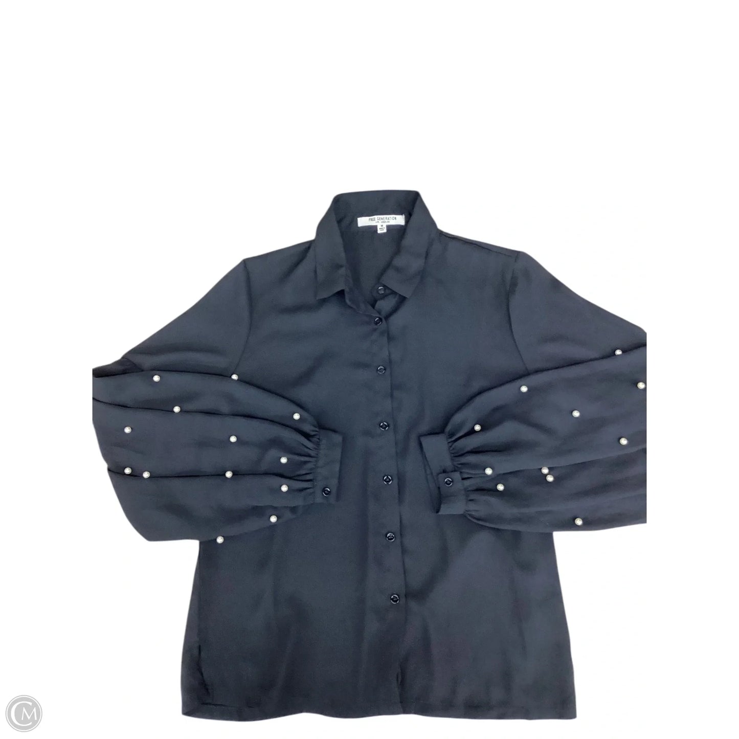 Blouse Long Sleeve By Clothes Mentor In Black, Size: M