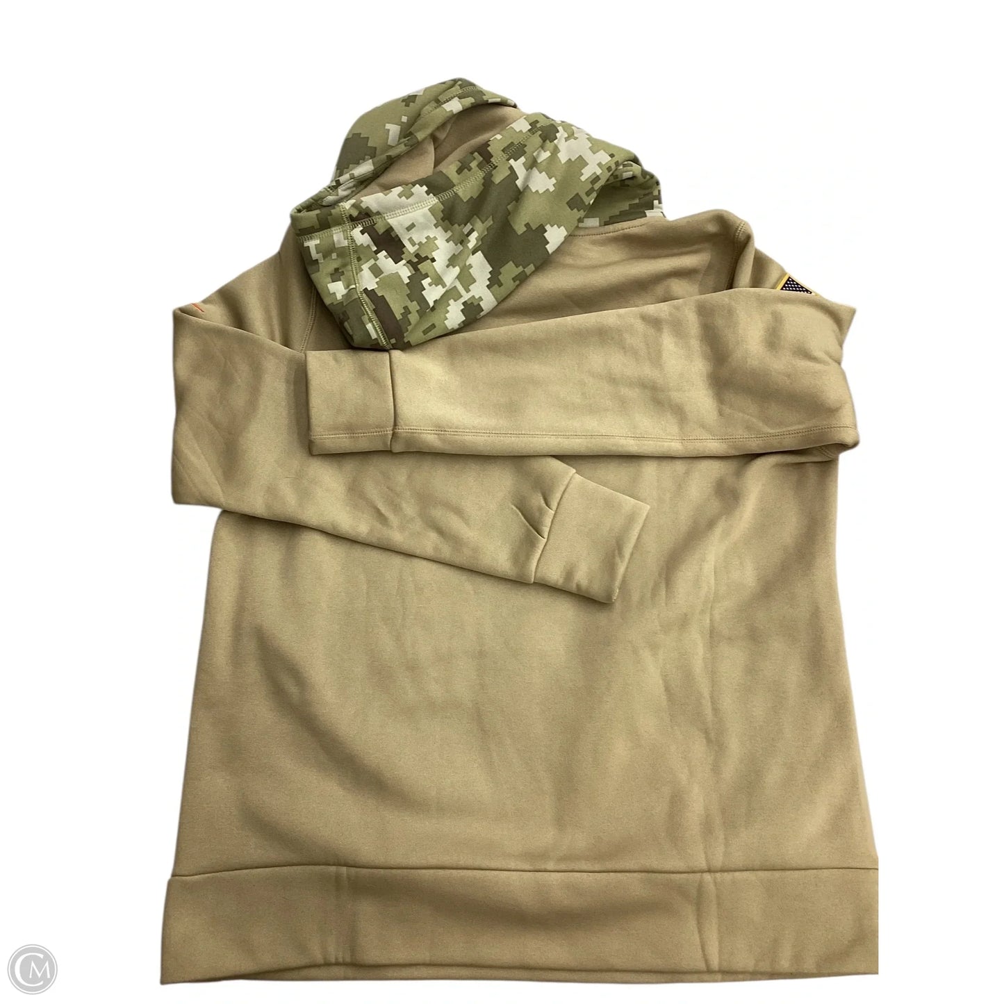 Athletic Sweatshirt Hoodie By Nike In Green & Tan, Size: L