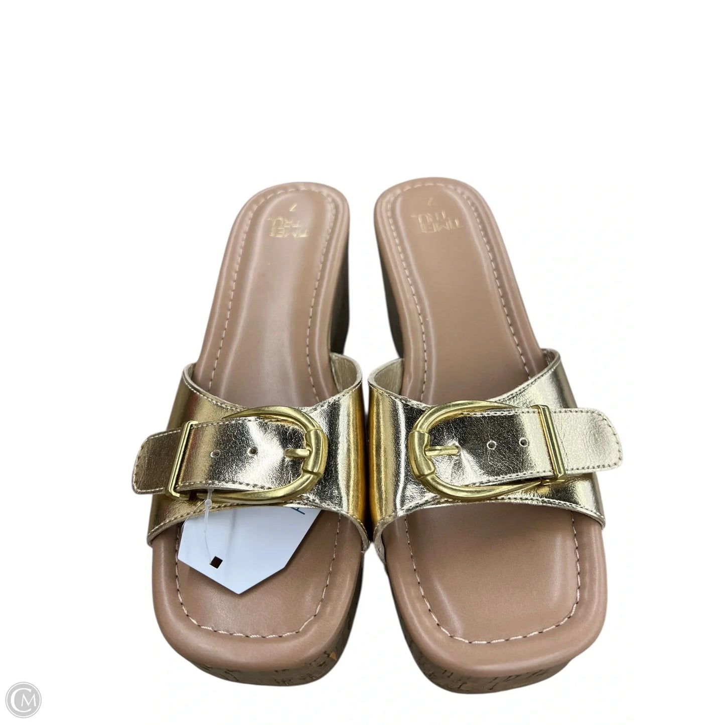 Sandals Heels Platform By Time And Tru In Gold