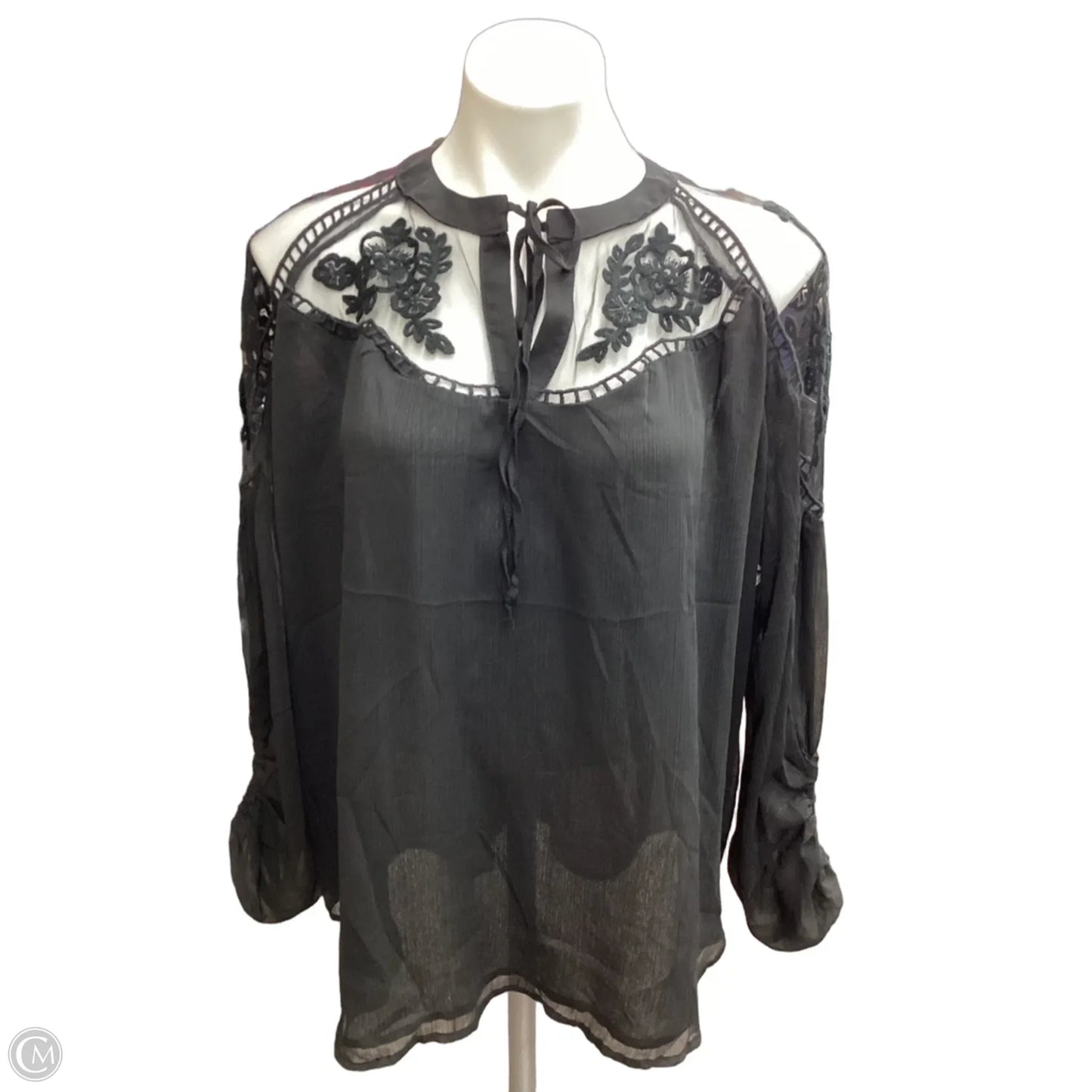 Blouse Long Sleeve By Hayden Harnett In Black, Size: M