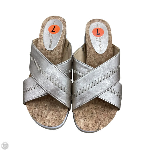 Sandals Heels Platform By Adrienne Vittadini In Gold, Size: 7