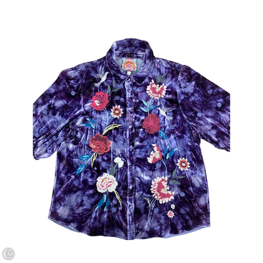 Top Short Sleeve By Johnny Was In Purple, Size: L
