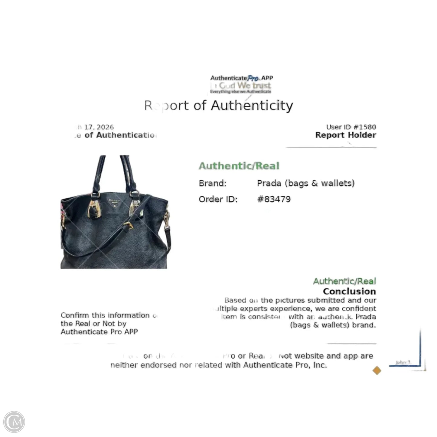 Handbag Luxury Designer By Prada, Size: Medium