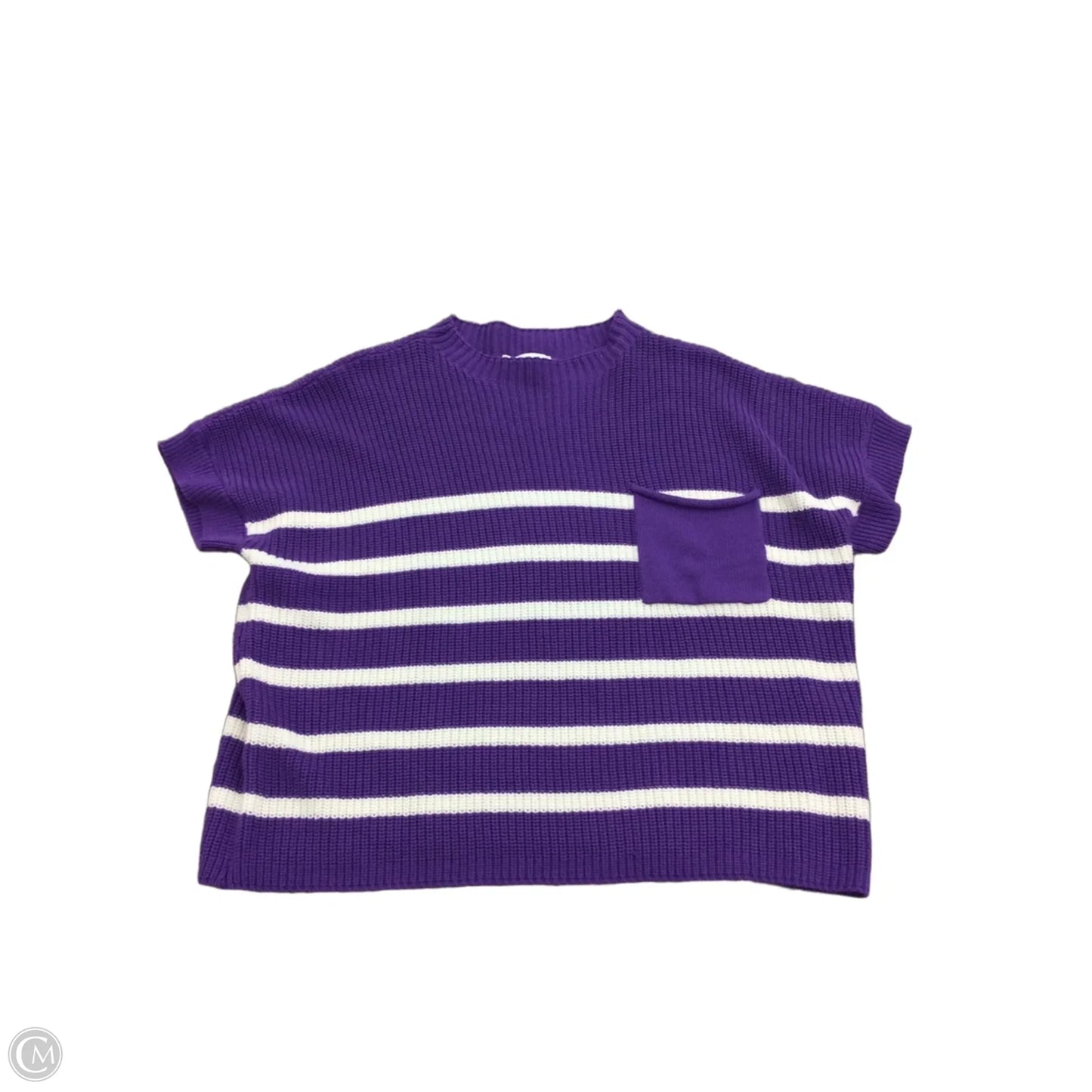 Sweater Short Sleeve By She + Sky In Striped Pattern, Size: M
