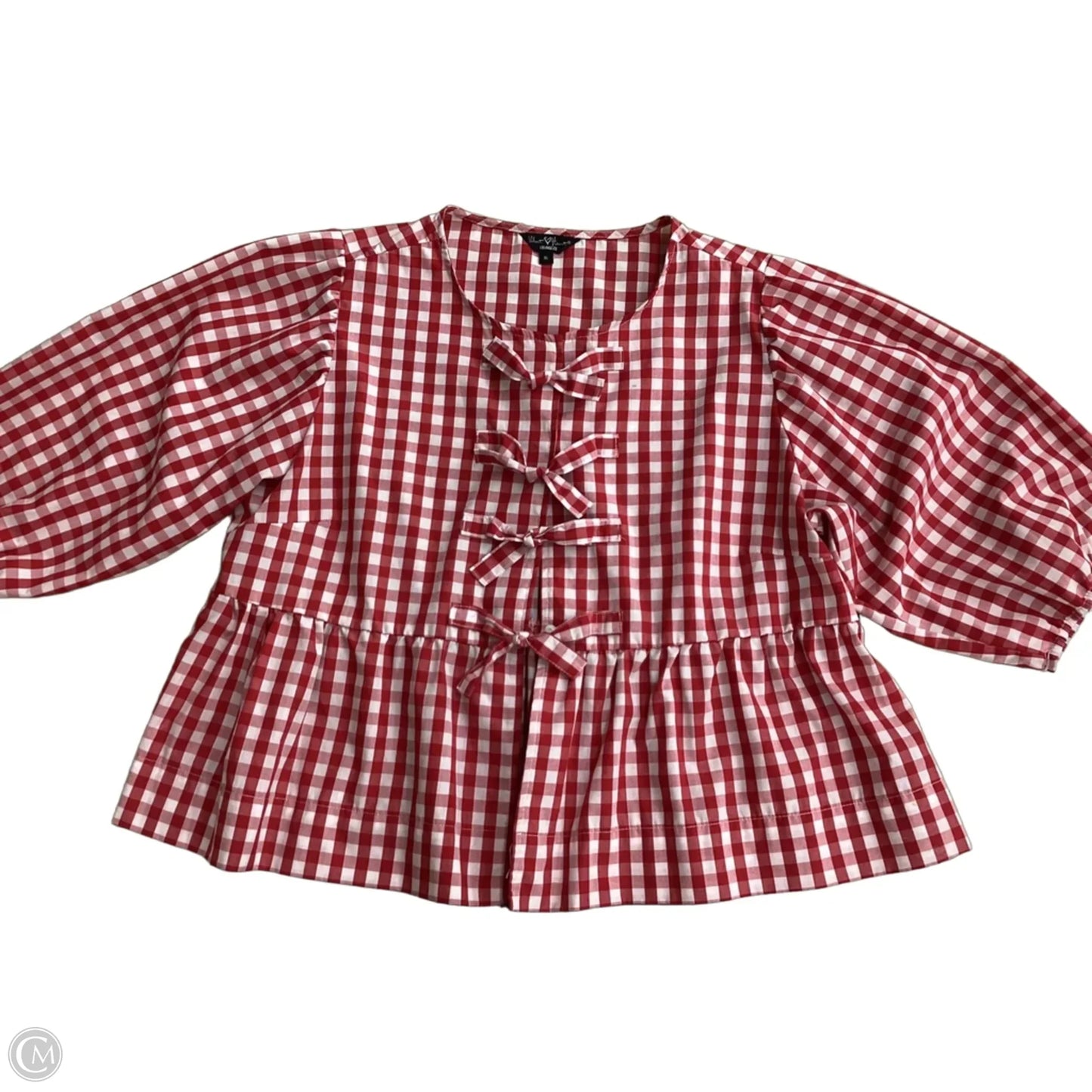 Top Short Sleeve By Velvet Heart In Checkered Pattern, Size: Xl
