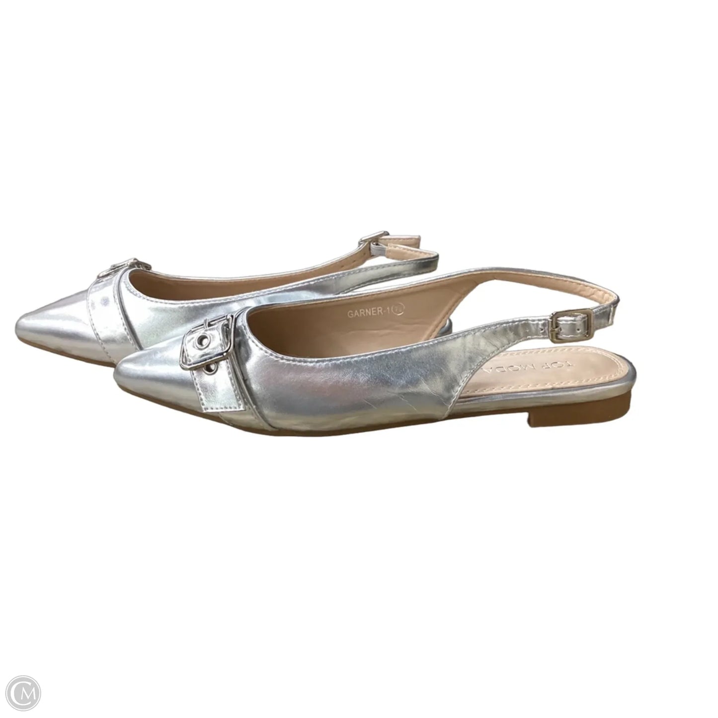 Shoes Flats By Top Moda In Silver, Size: 7.5