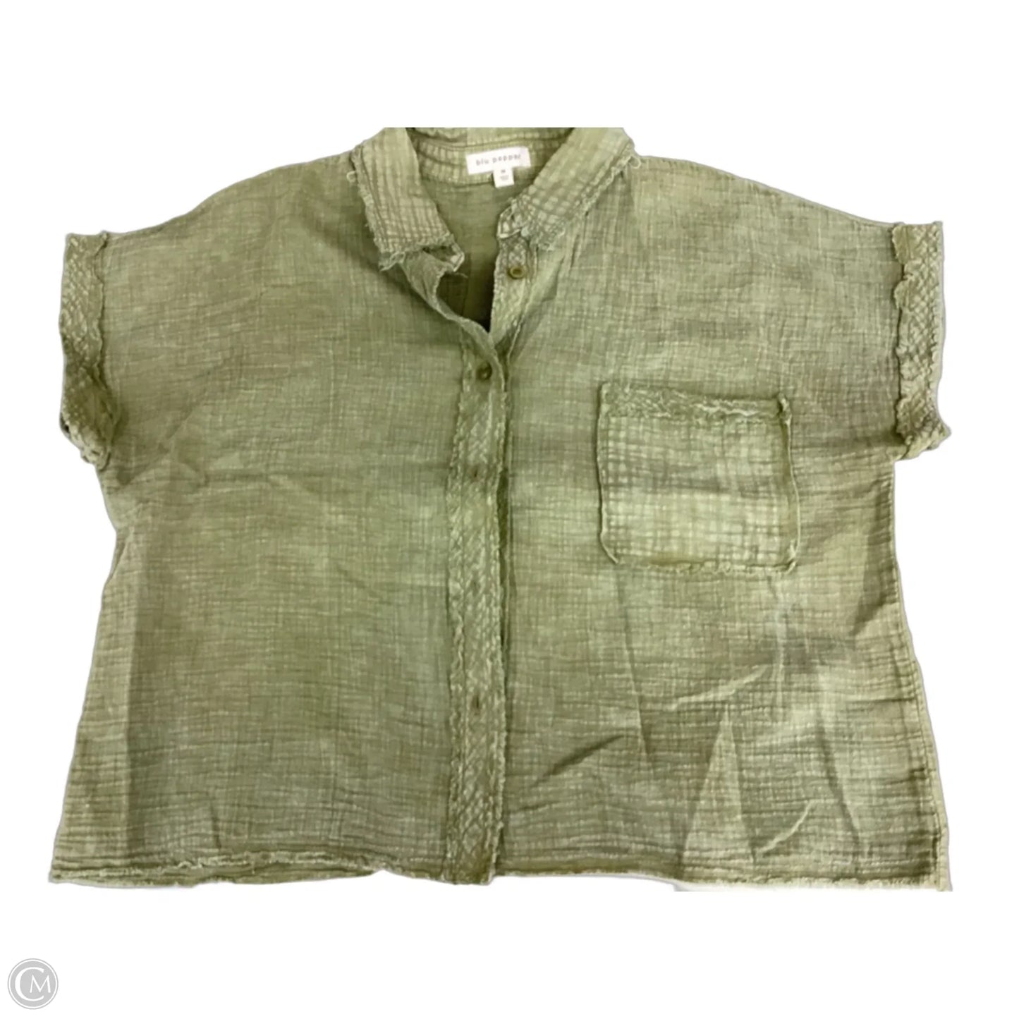 Top Short Sleeve By Blu Pepper In Green, Size: M