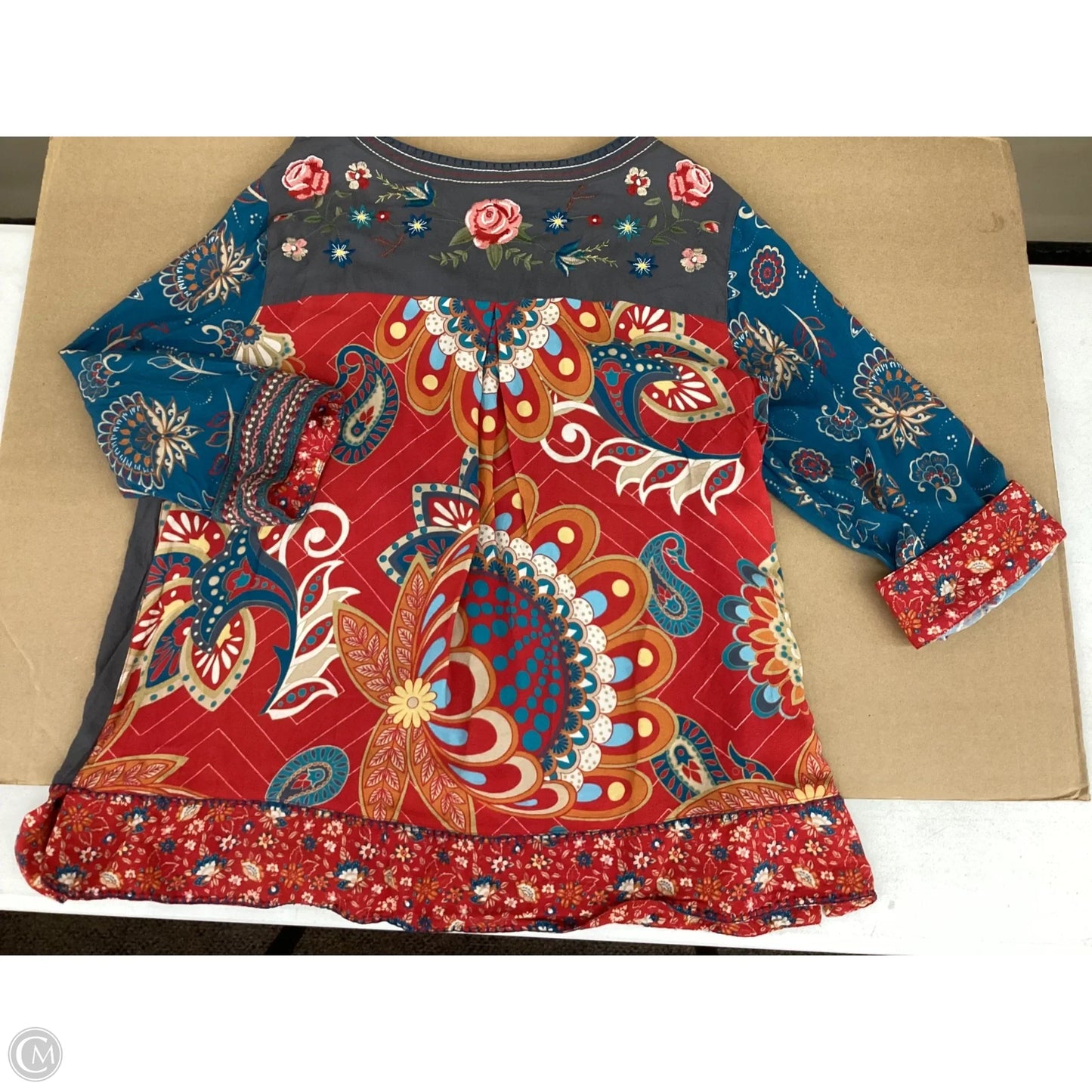 Top 3/4 Sleeve By John Mark In Floral Print, Size: 2x